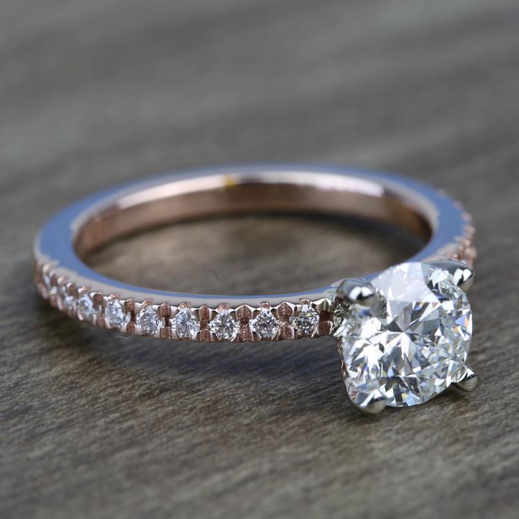 Petite Pave Round Loose Diamond Engagement Ring (0.80 Carat) angle 3